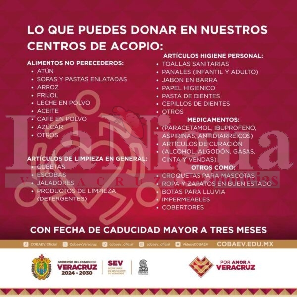 <br>COBAEV 53 Zaragoza instala centro de acopio para apoyar a familias afectadas por las lluvias en el norte del estado 2 img 20251010 wa0068693849071117826983