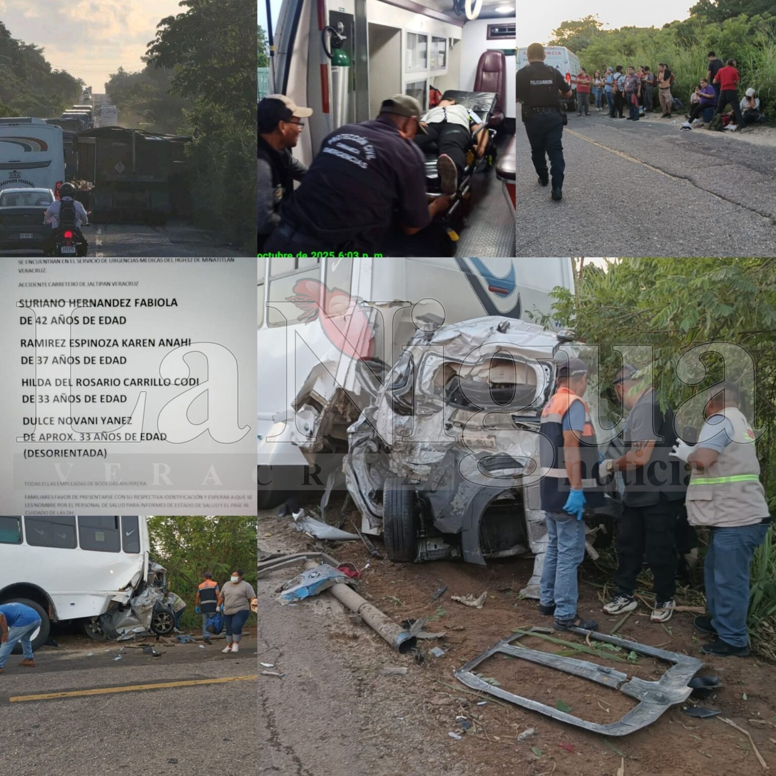 Trágico accidente en la carretera Oteapan–Jáltipan deja dos personas sin vida y cinco lesionadas.