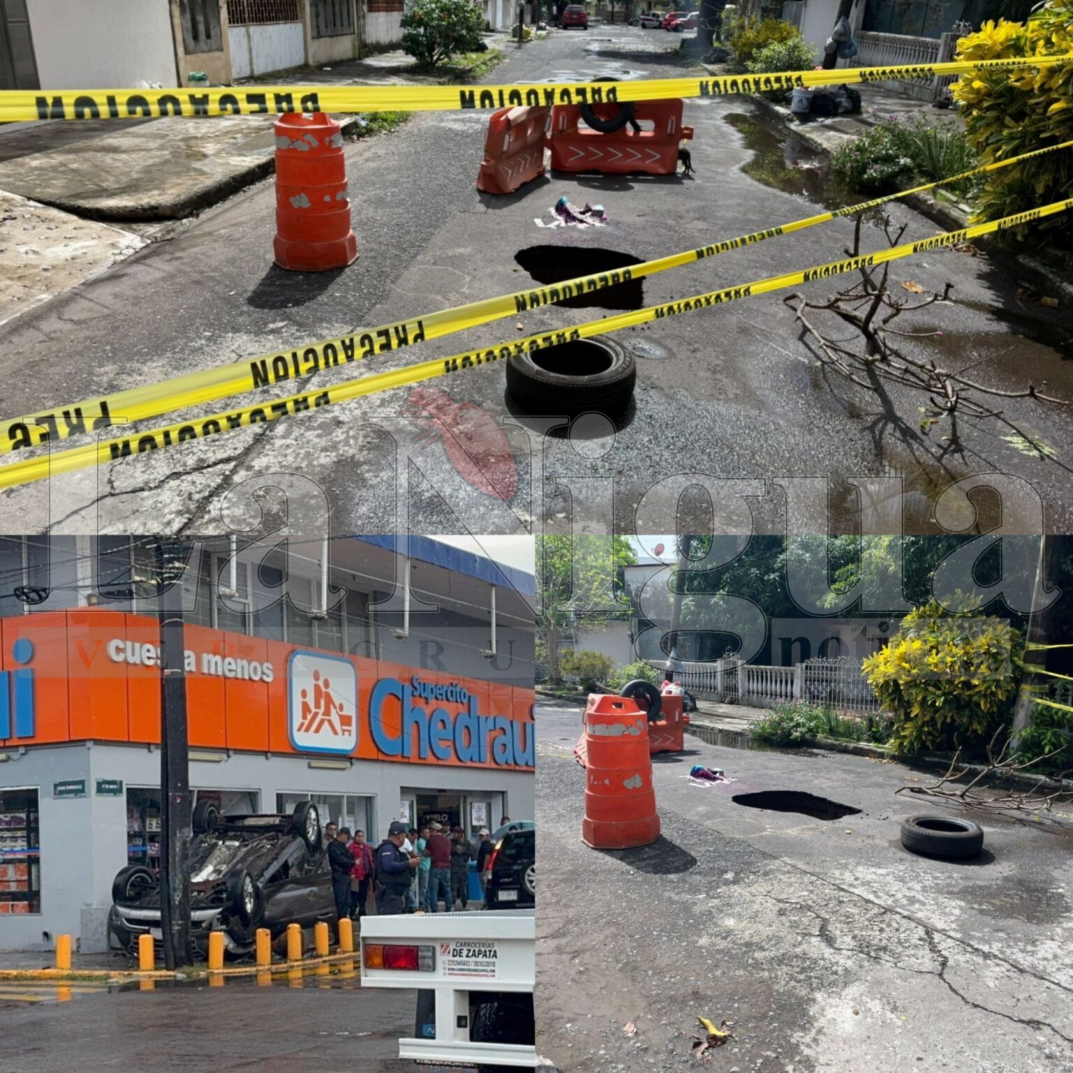 Volcaduras, accidentes y encharcamiento en Veracruz puerto