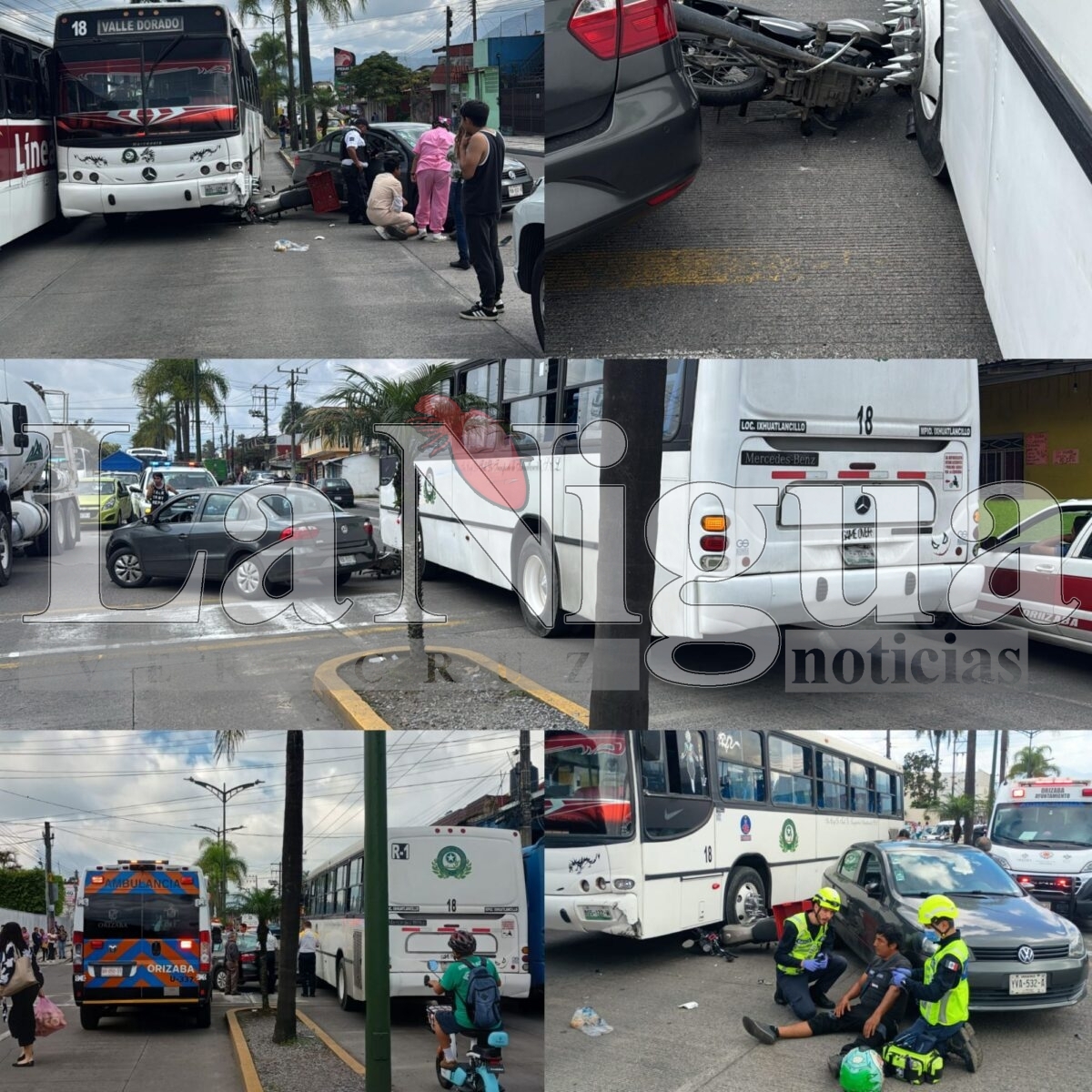 Choque múltiple en Orizaba deja un motociclista lesionado y tres vehículos dañados