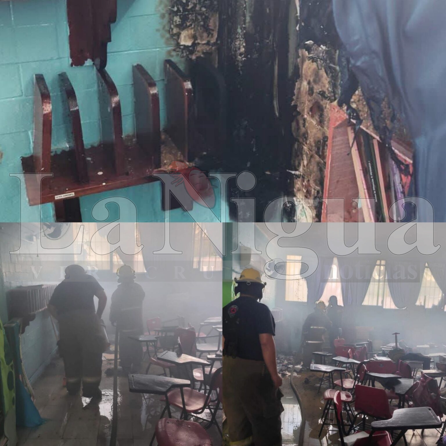 Sofocan incendio en primaria de la colonia Nueva Mina.