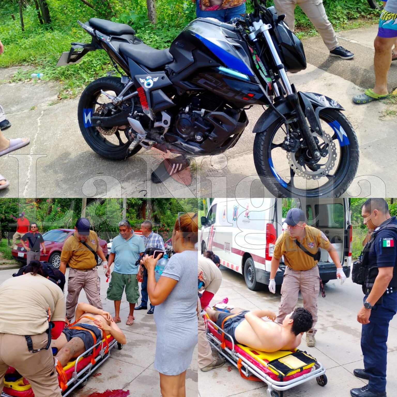 Joven motociclista resulta gravemente herido en accidente sobre la carretera Cosoleacaque–Zaragoza