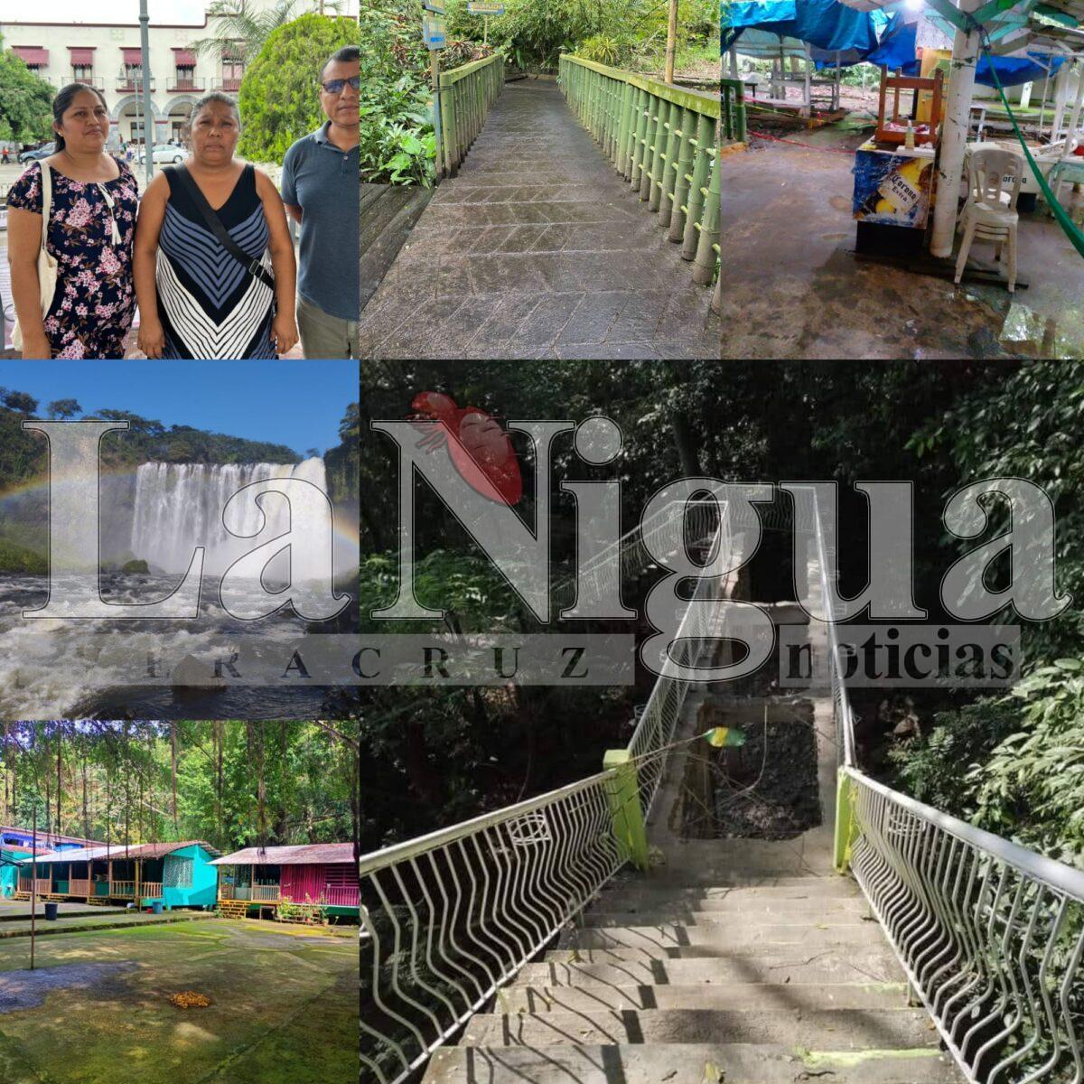 Comerciantes del Salto de Eyipantla exigen la intervención del gobierno del estado por cierre de la parte baja