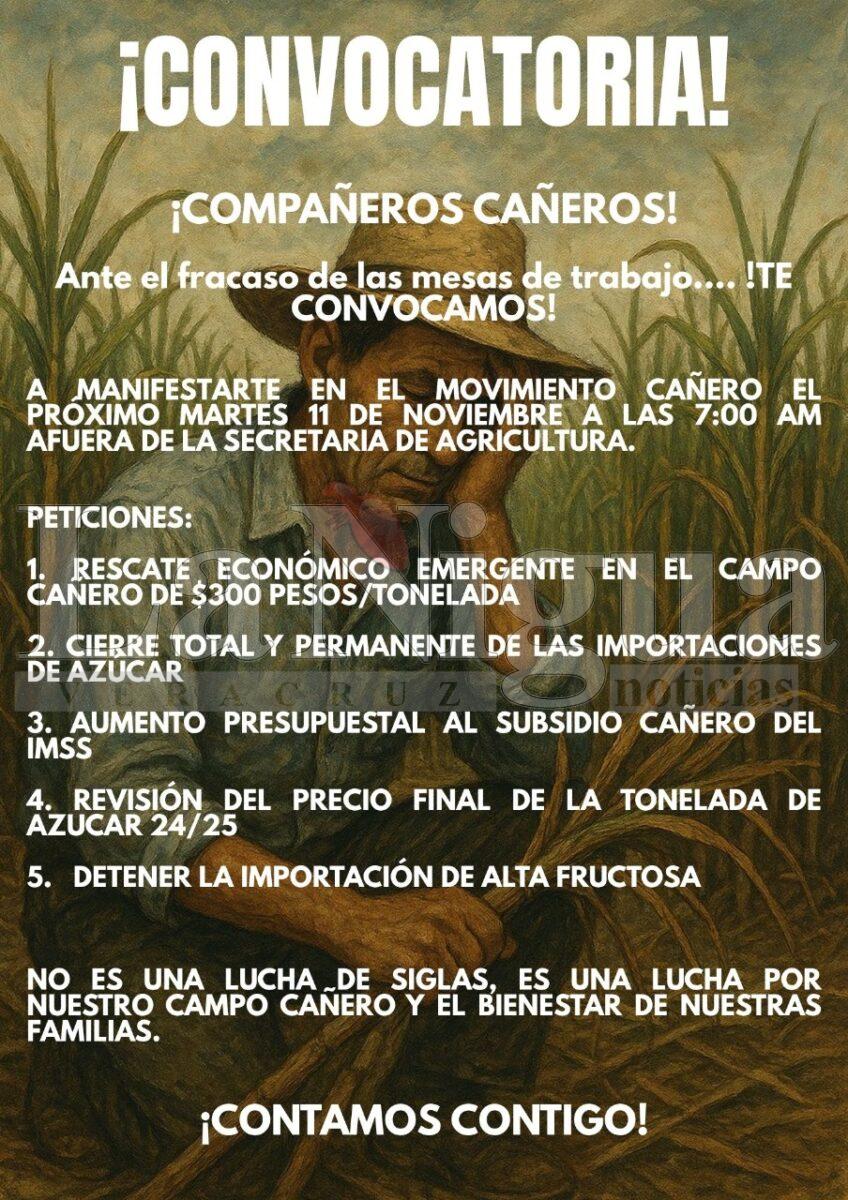 Productores cañeros de los ingenios Motzorongo, Refugio y La Gloria se unirán a protestas