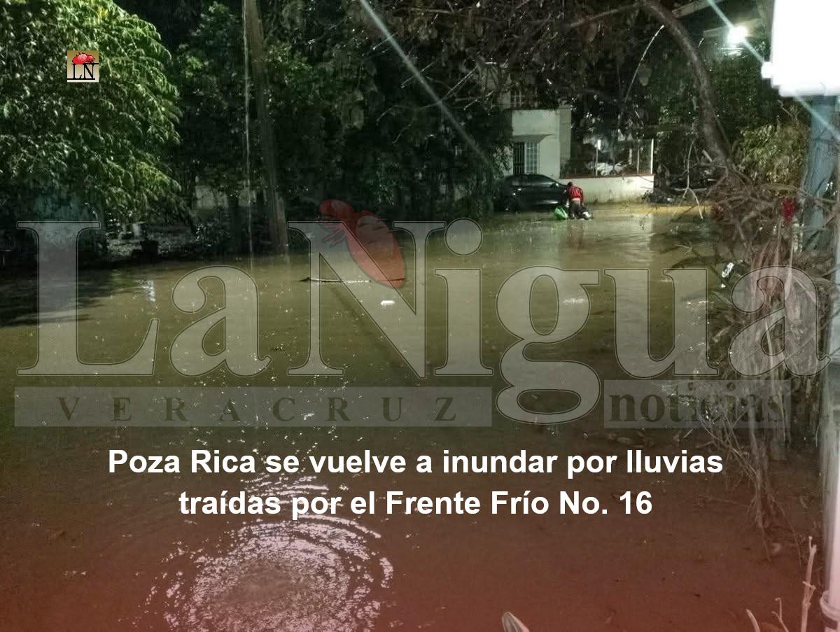 Poza Rica se vuelve a inundar debido a lluvias del Frente Frío No. 16