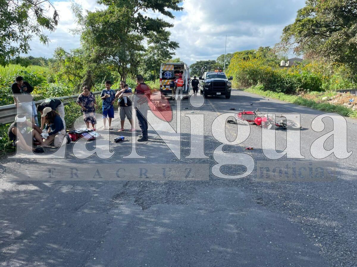 Choque entre motocicletas deja cinco lesionados en Yanga