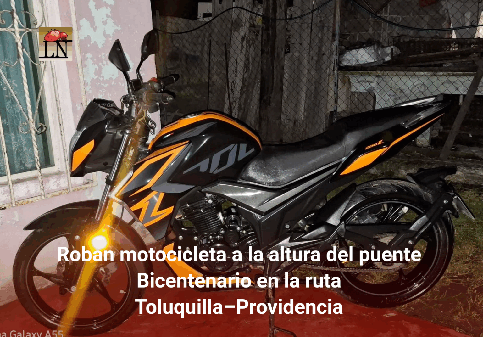 Roban motocicleta a la altura del puente Bicentenario en la ruta Toluquilla–Providencia