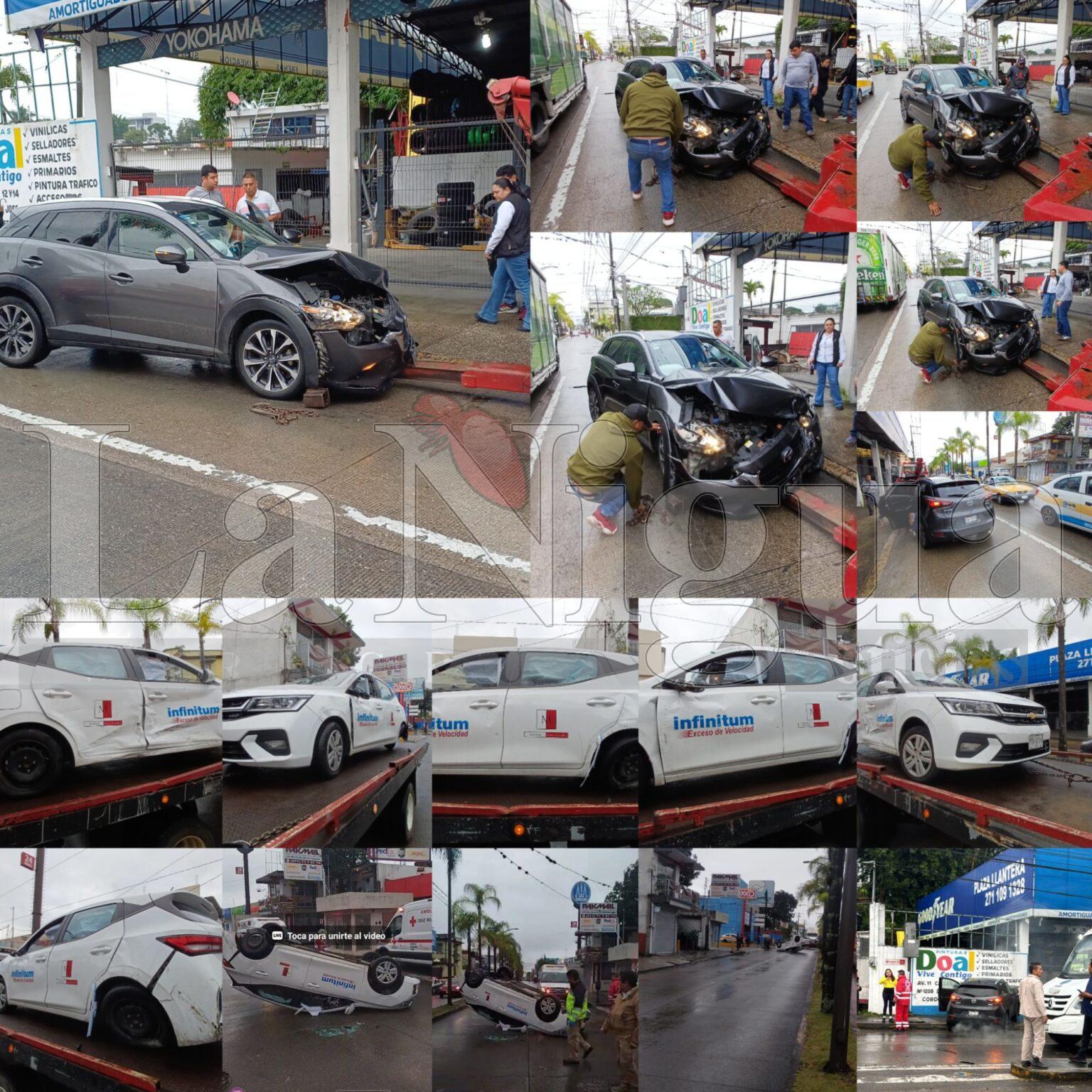 Choque con volcadura en la Avenida 11 y Calle 18 deja solo daños materiales