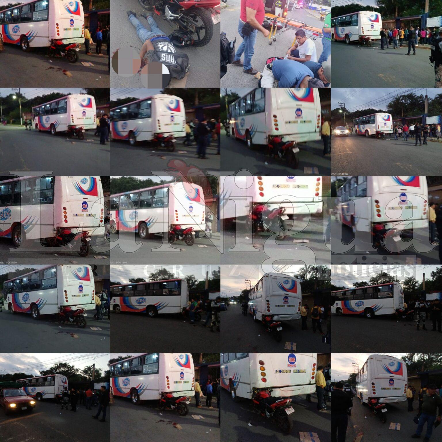 Motociclista resulta lesionado tras impactarse contra autobús