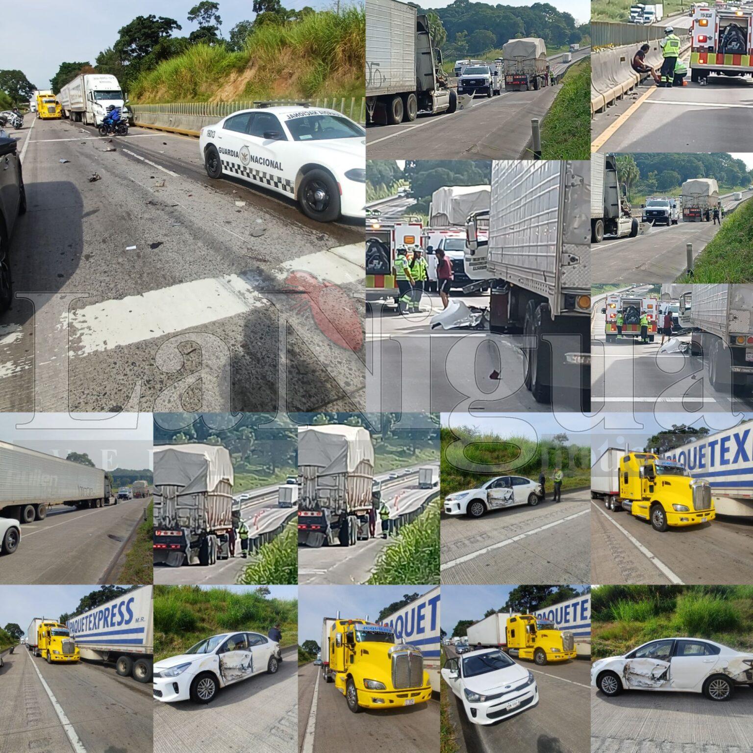 Choques múltiples sobre la autopista a la altura del kilómetro 298+700; sólo daños materiales