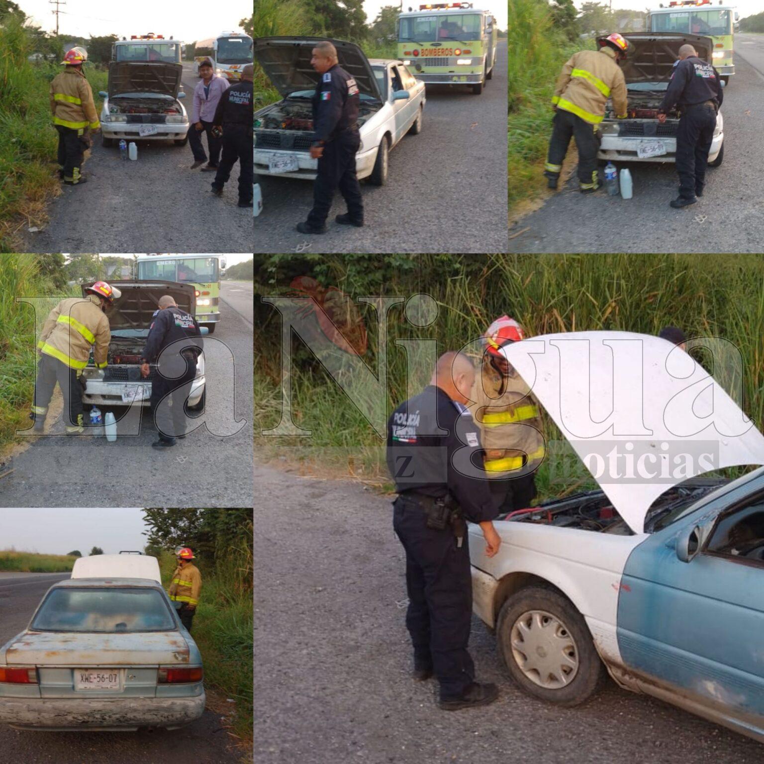 Controlan incendio de vehículo en la carretera federal Cuitláhuac–La Tinaja