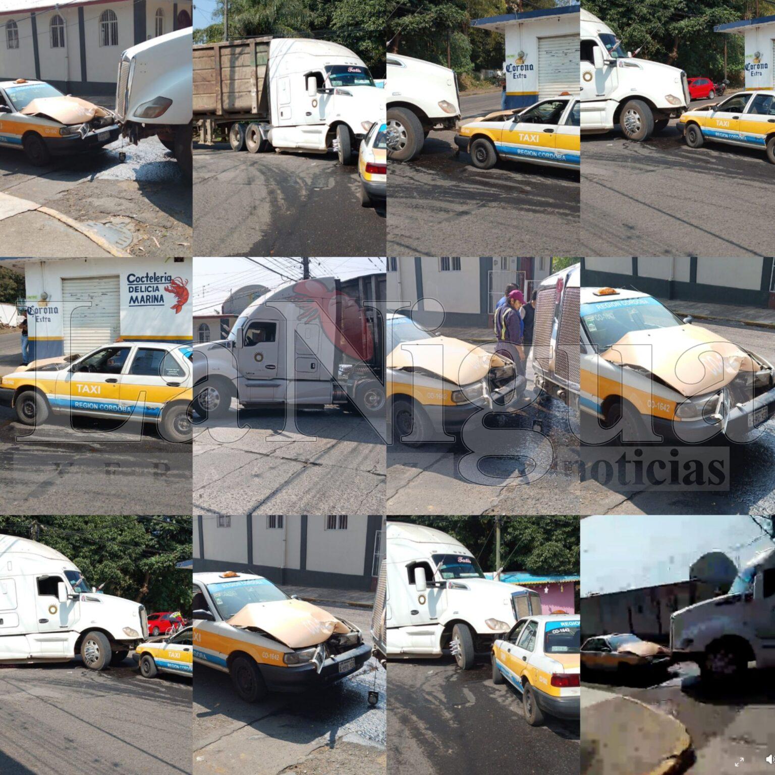 Choque entre tráiler y taxi en la colonia Paraíso de Córdoba deja solo daños materiales