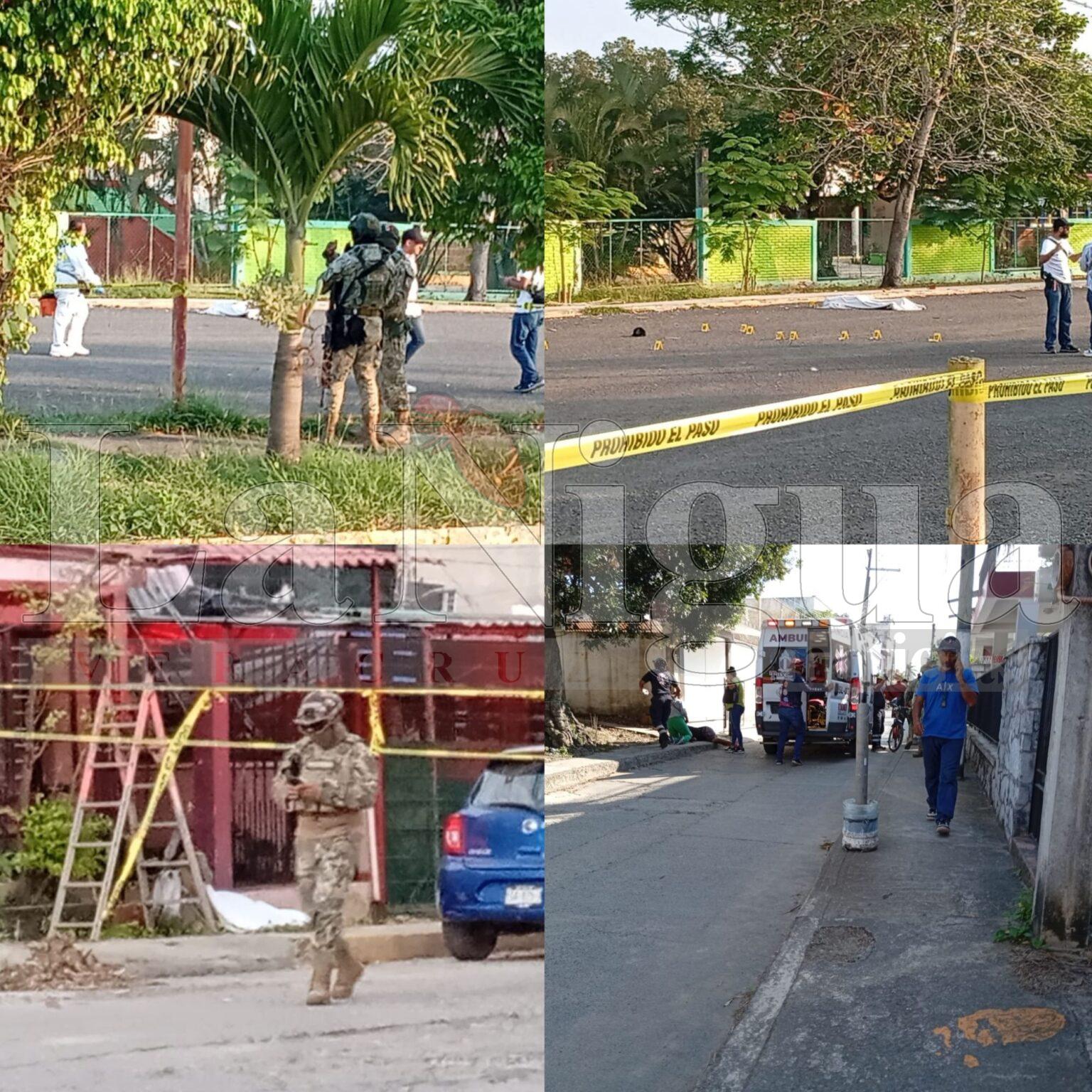 Sicarios acribillan a un hombre en el estacionamiento de la escuela Manuel C. Tello en Tuxpan