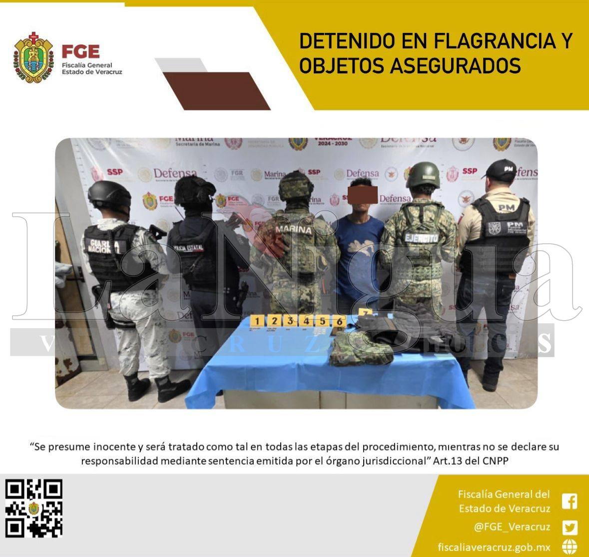 Una persona detenida durante cateo en Coatzacoalcos; droga y equipo táctico