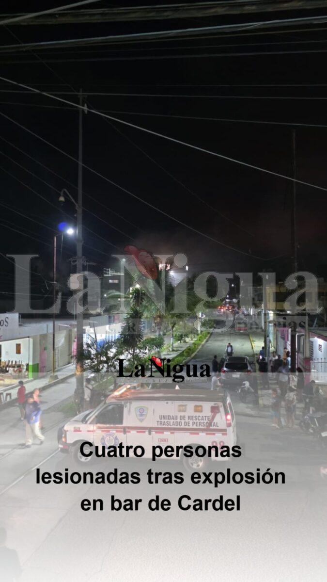 Cuatro personas lesionadas tras explosión en bar de Cardel