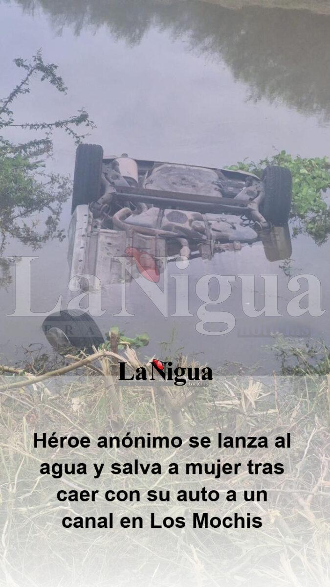 Héroe anónimo se lanza al agua y salva a mujer tras caer con su auto a un canal en Los Mochis