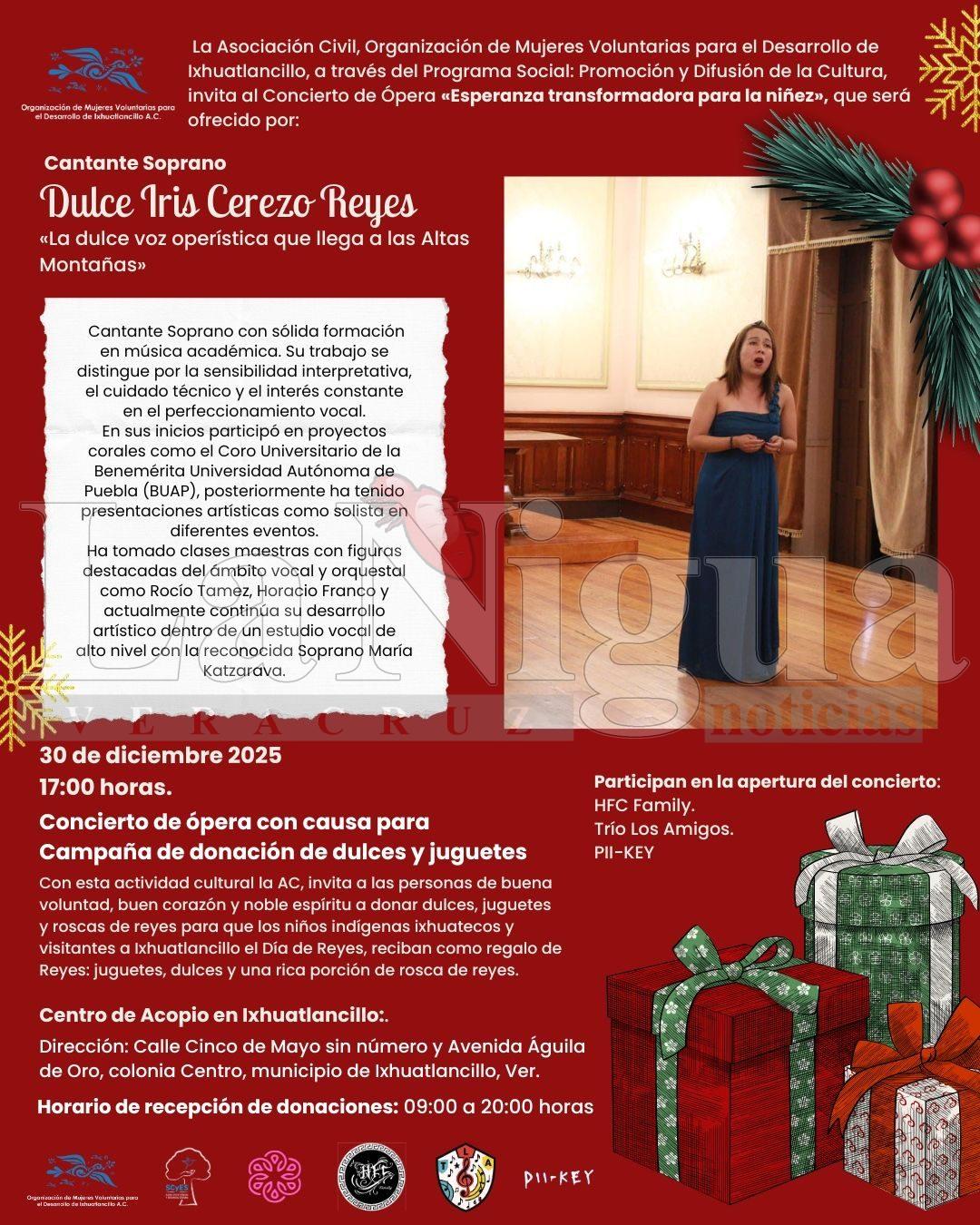 Concierto de ópera con causa impulsa apoyo a la niñez indígena en Ixhuatlancillo