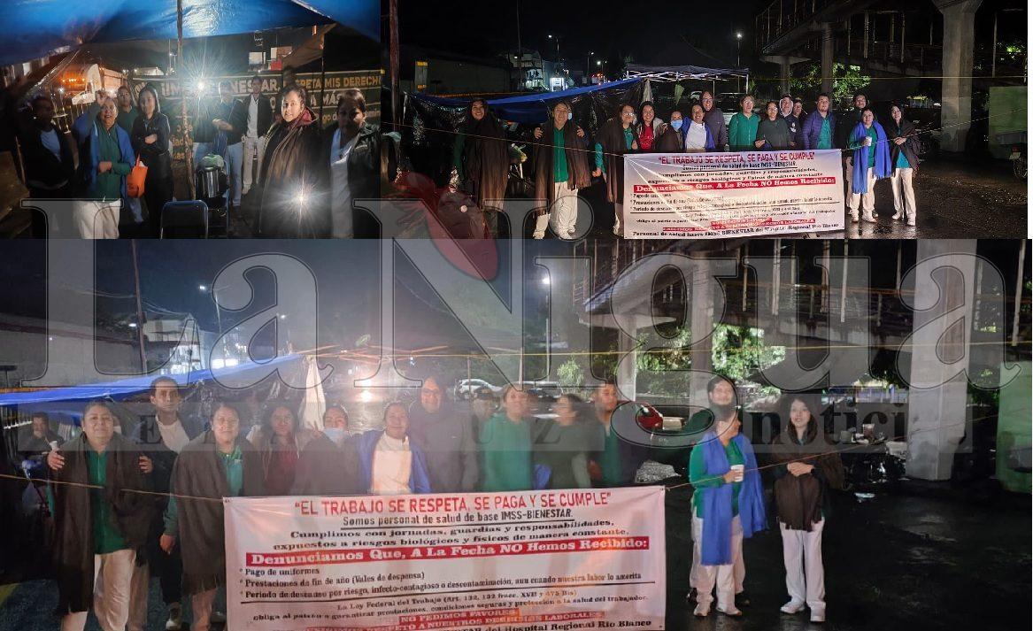 Cae la noche y se mantiene el bloqueo de trabajadores del Hospital de Río Blanco por irregularidades laborales