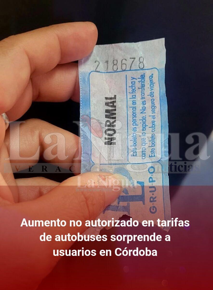 Aumento no autorizado en tarifas de autobuses sorprende a usuarios en Córdoba