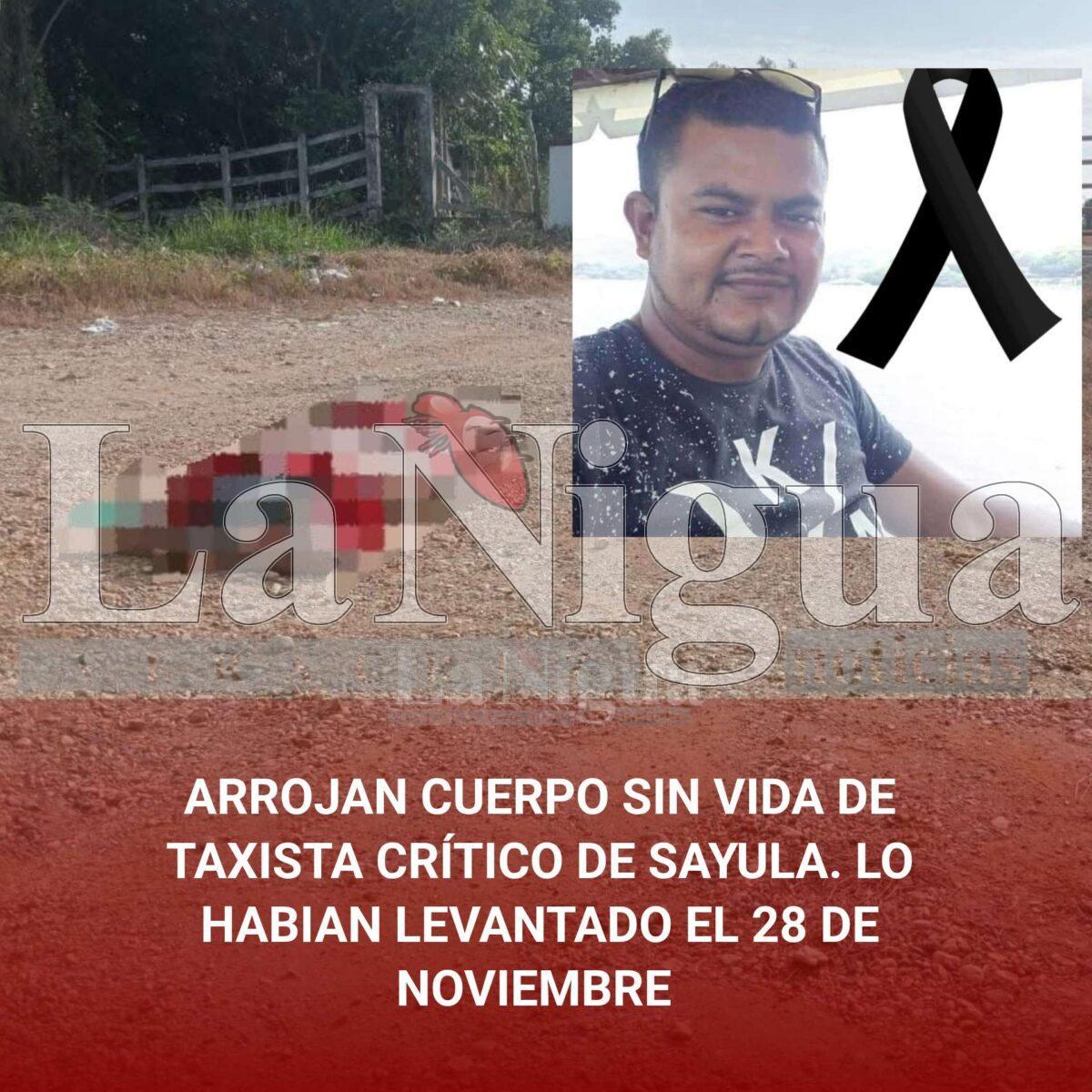 ARROJAN CUERPO SIN VIDA DE TAXISTA CRÍTICO DE SAYULA. LO HABIAN LEVANTADO EL 28 DE NOVIEMBRE