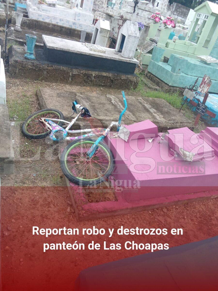 Reportan robo y destrozos en panteón de Las Choapas