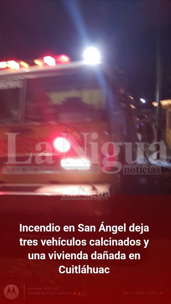 Incendio en San Ángel deja tres vehículos calcinados y una vivienda dañada en Cuitláhuac
