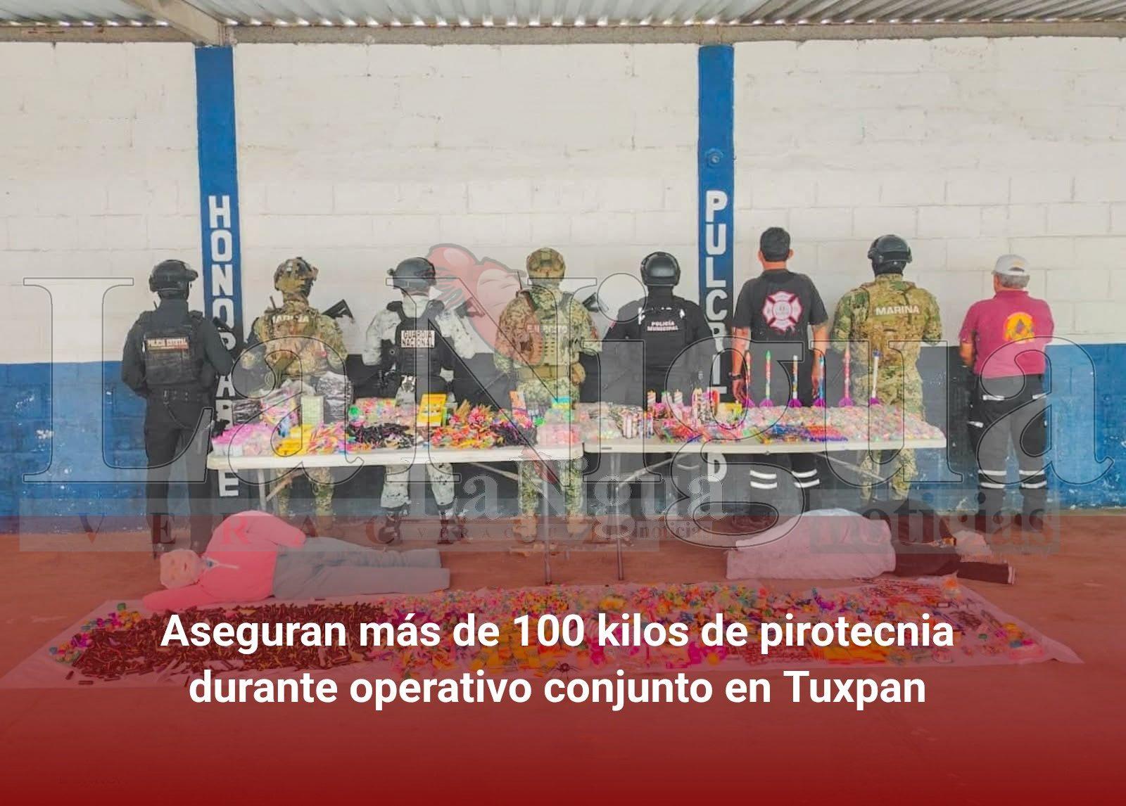 Aseguran más de 100 kilos de pirotecnia durante operativo conjunto en Tuxpan