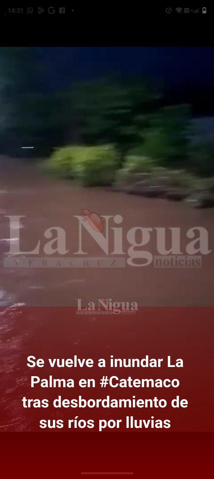 Se vuelve a inundar La Palma en #Catemaco tras desbordamiento de sus ríos por lluvias