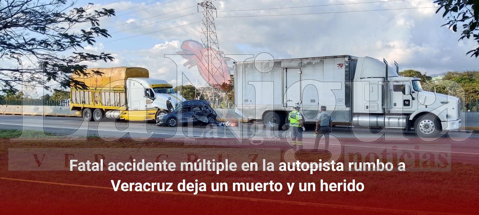 Fatal accidente múltiple en la autopista rumbo a Veracruz deja un muerto y un herido