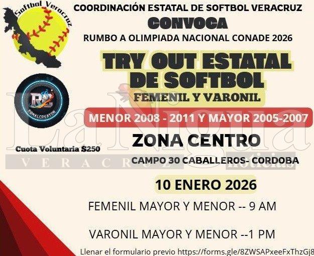 Realizarán tryout estatal de softbol rumbo a la Olimpiada Nacional 2026