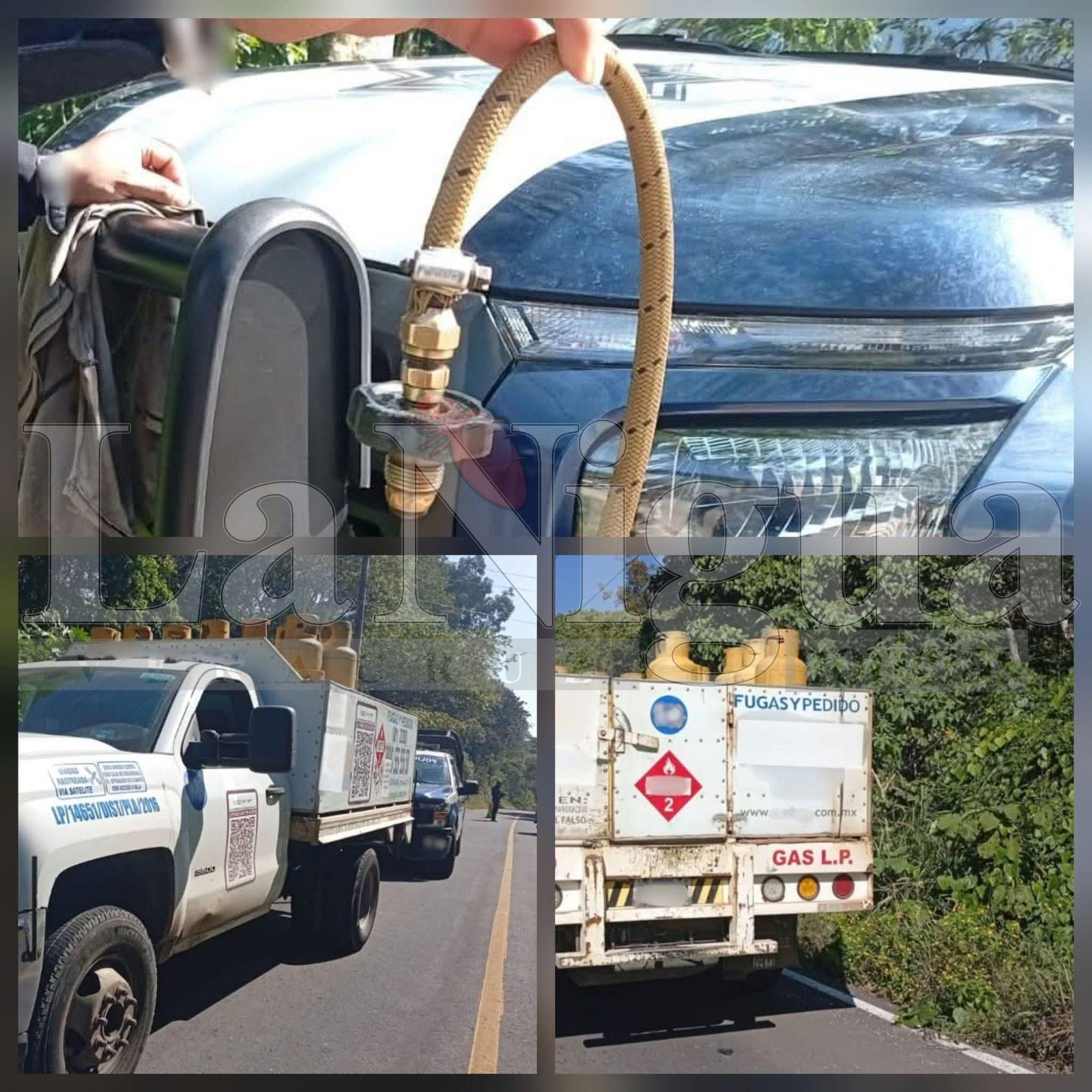 Detienen a trabajadores de gasera “ordeñando” cilindros en vía pública de Coatepec