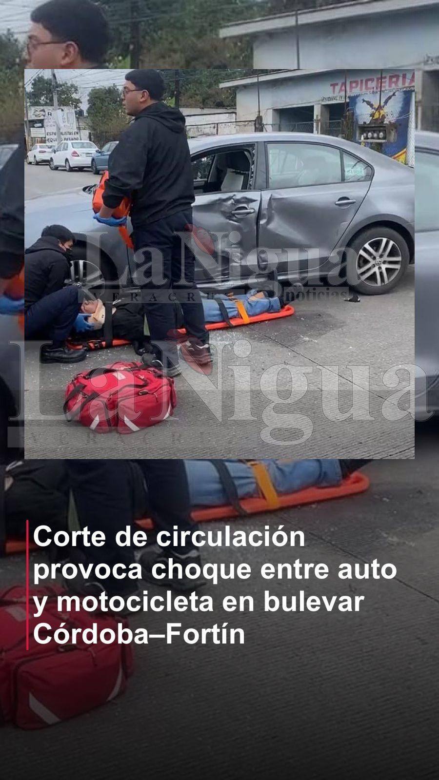 Corte de circulación provoca choque entre auto y motocicleta en bulevar Córdoba–Fortín