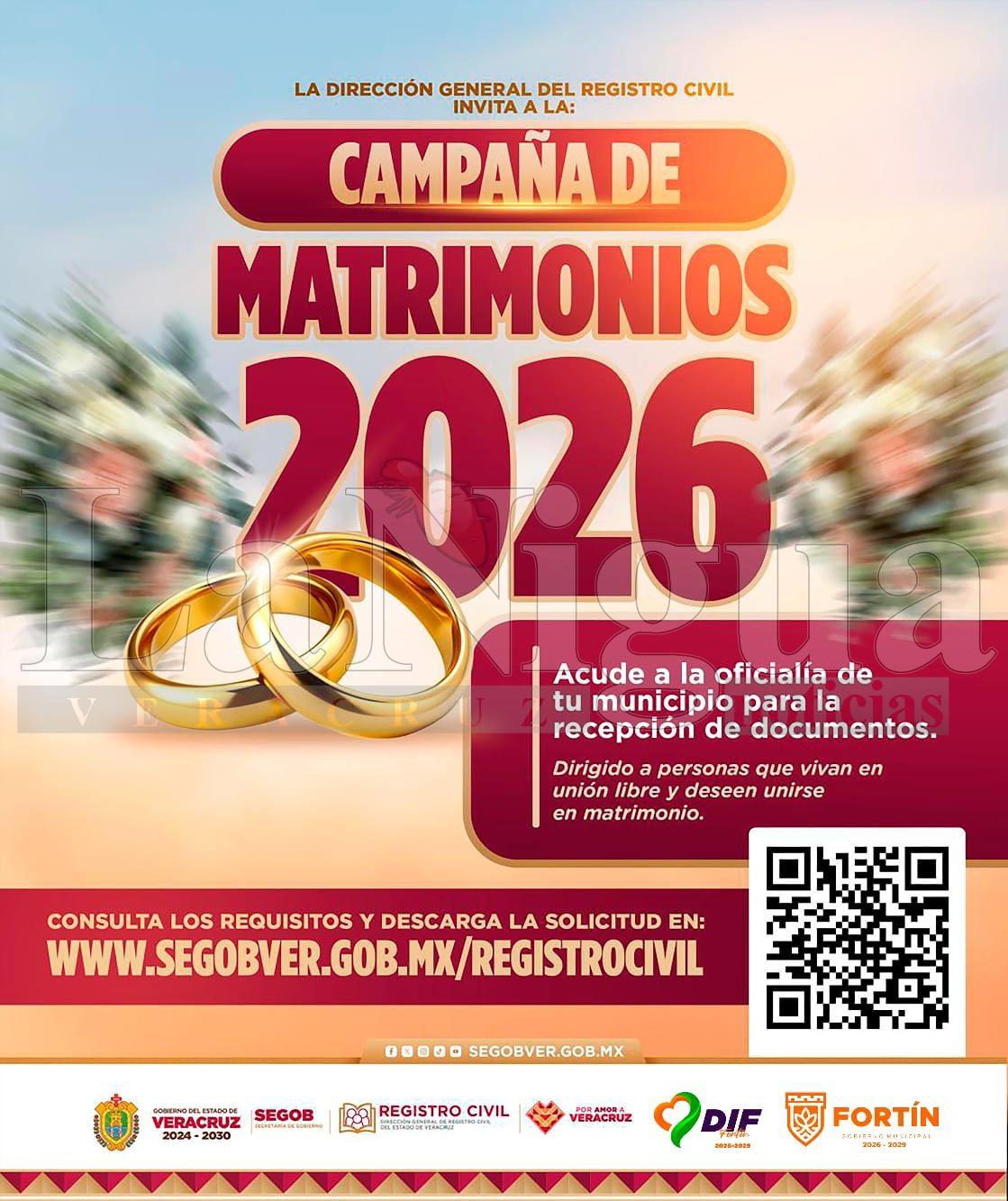 Abren convocatoria para Bodas Colectivas en Fortín.