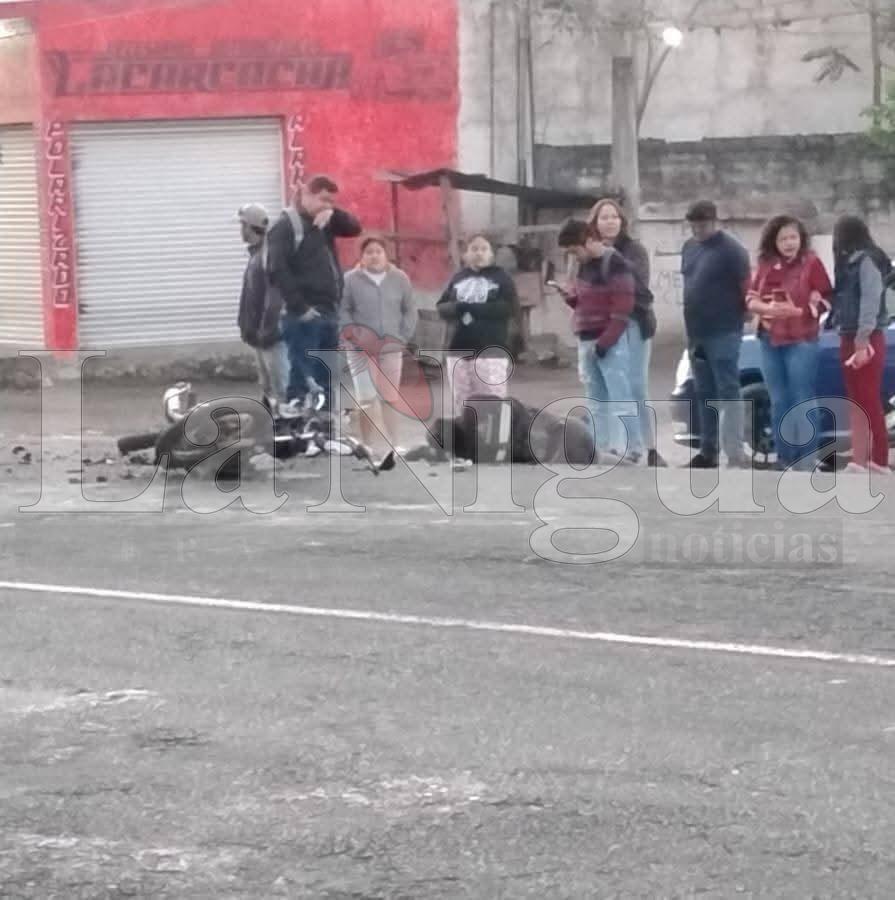 Accidente en la carretera federal Cuitláhuac–El Porvenir deja a un motociclista lesionado
