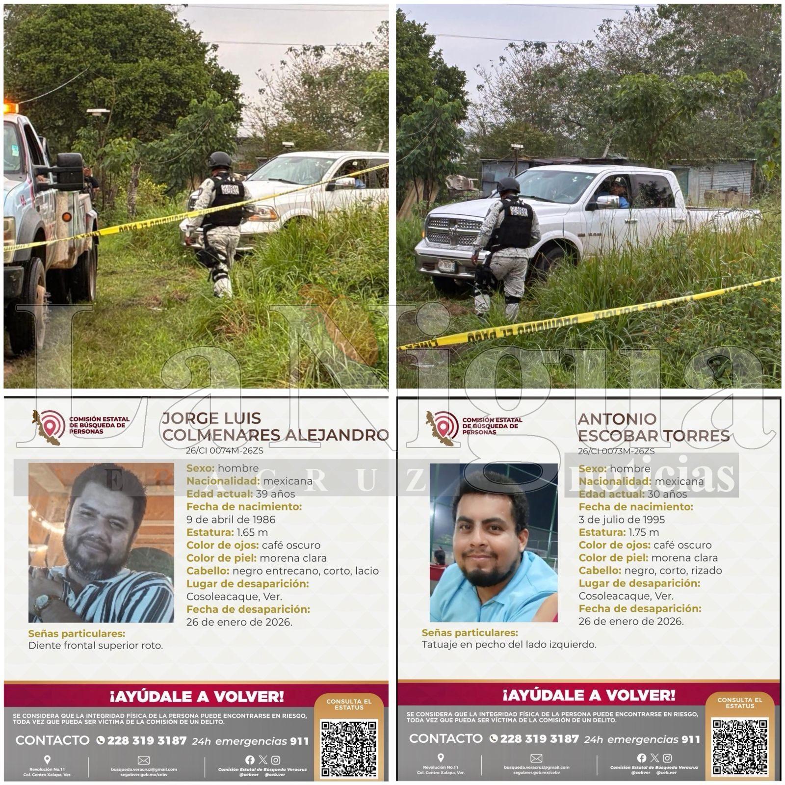 Localizan camioneta RAM blanca vinculada a desaparición de dos empresarios en fraccionamiento Los Mangos de Cosoleacaque