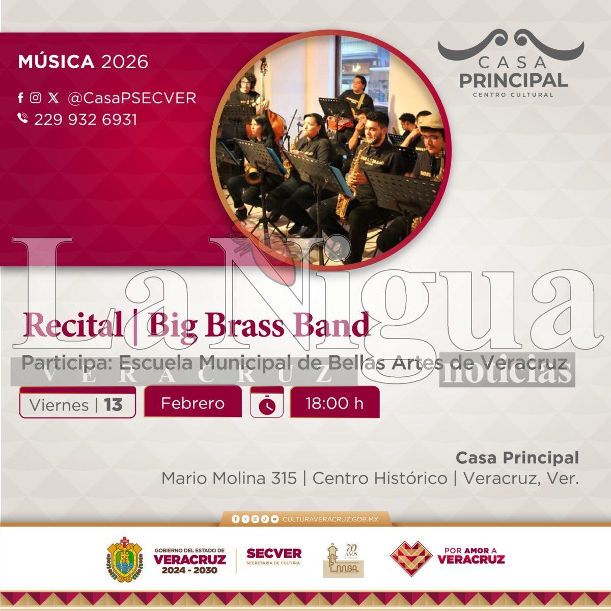 SECVER invita al recital de la Big Brass Band este viernes en Veracruz