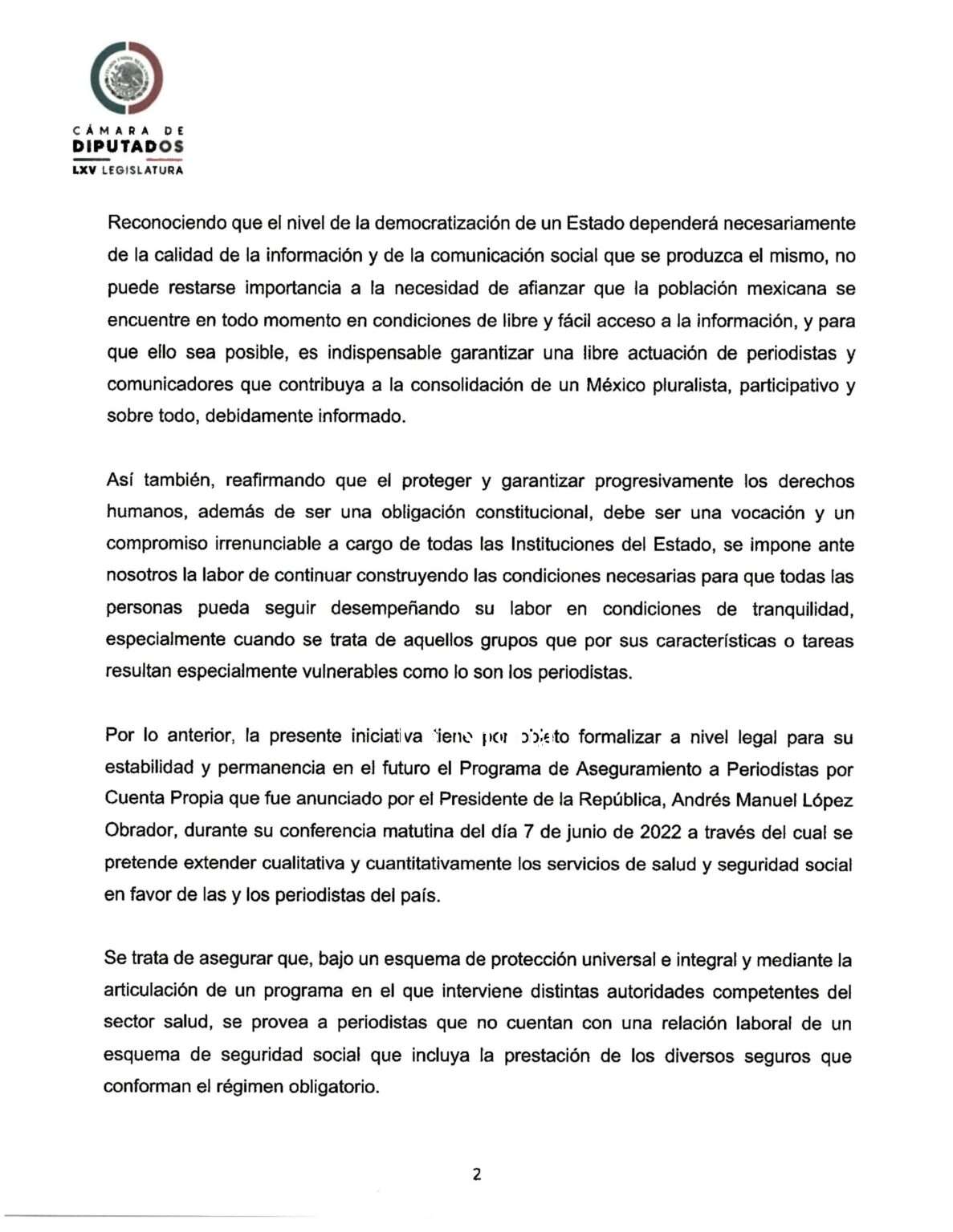 El Diputado Sergio Gutiérrez Luna presenta iniciativa para la Ley del Seguro Social para reporteros