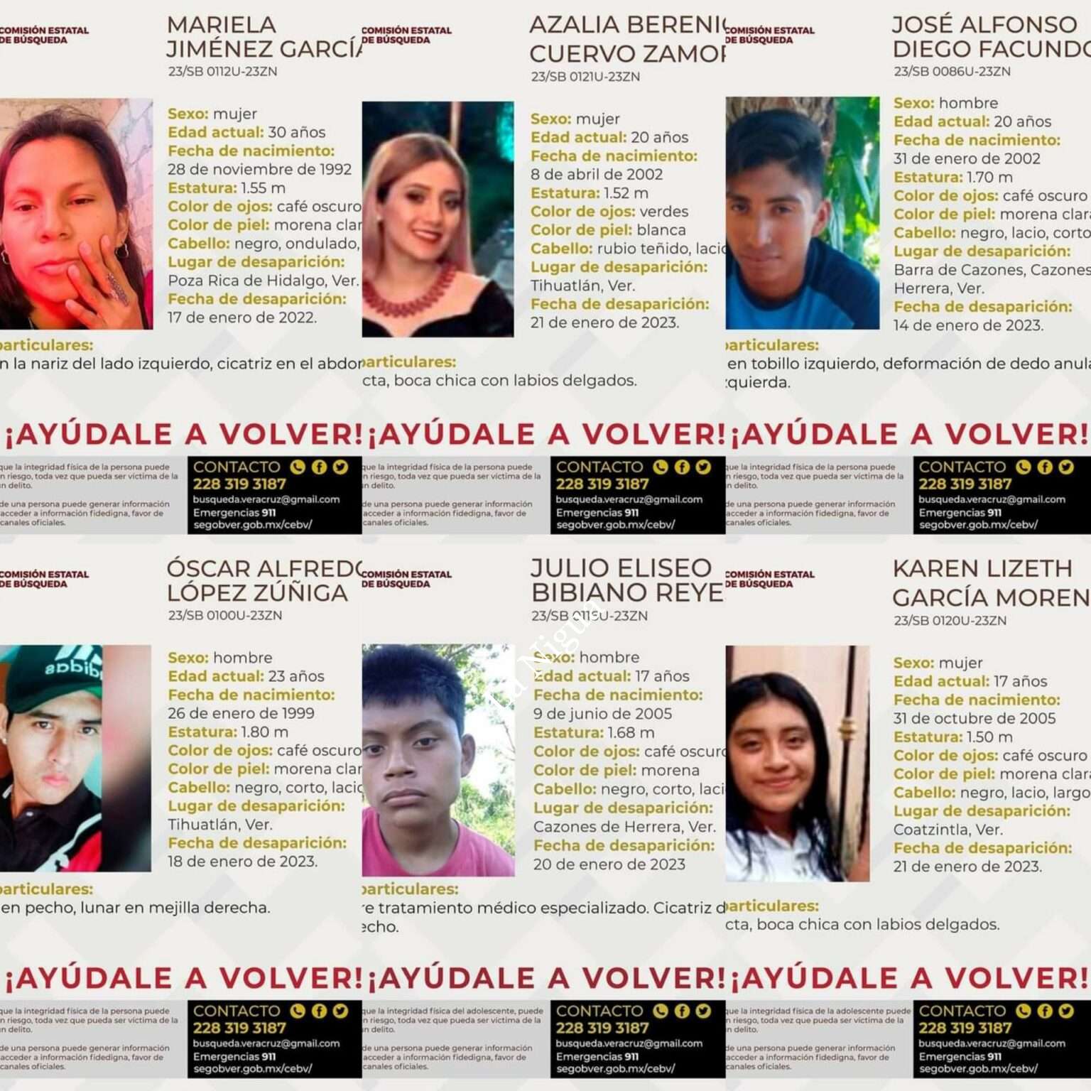 6 personas desaparecidas en los últimos 7 días