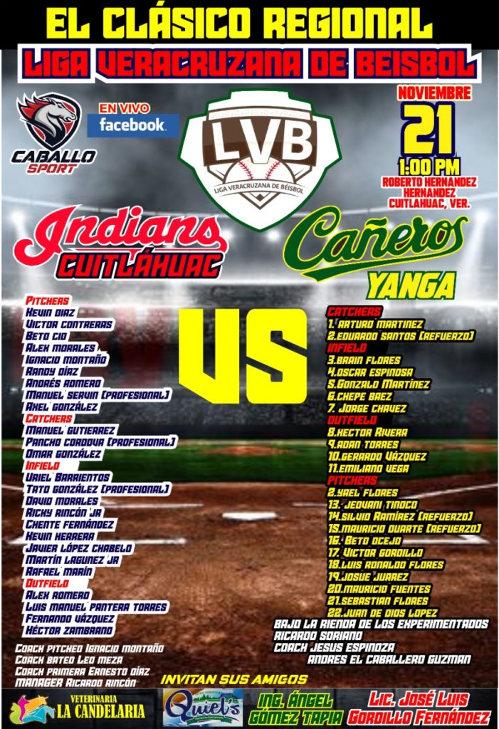 Indios de Cuitláhuac vs Cañerosde Yanga en la Liga Veracruzana
