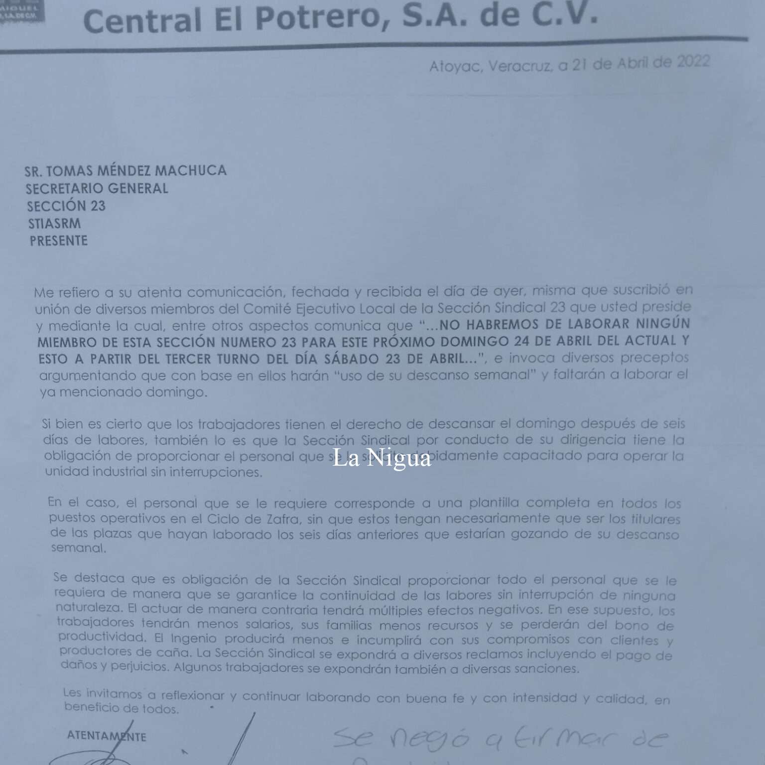 GBSM amenaza a trabajadores y prende a la base obrera.