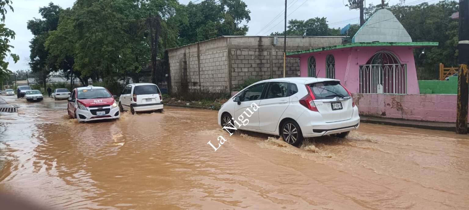 “Lisa” deja encharcamientos en calles y escuelas de Las Choapas