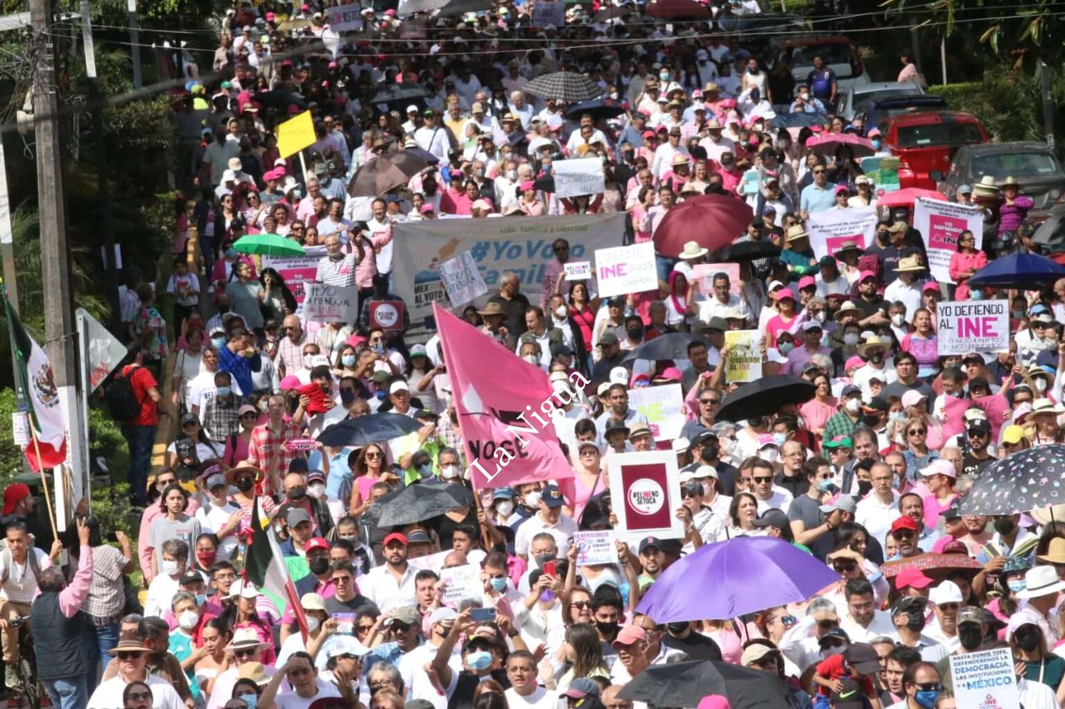 En Xalapa : Marchan cientos de personas por el INE