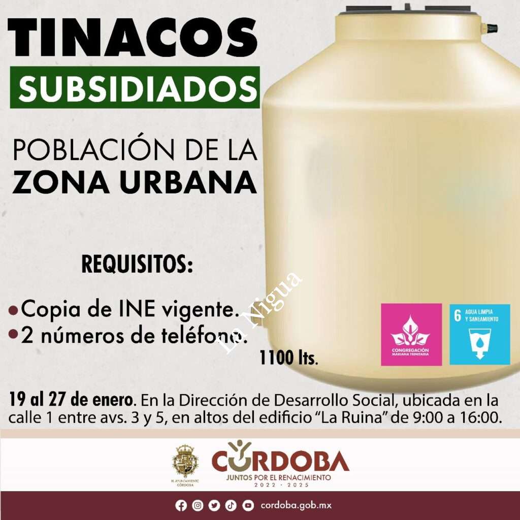 Abre Ayuntamiento y Mariana Trinitaria convocatoria para tinacos con subsidio