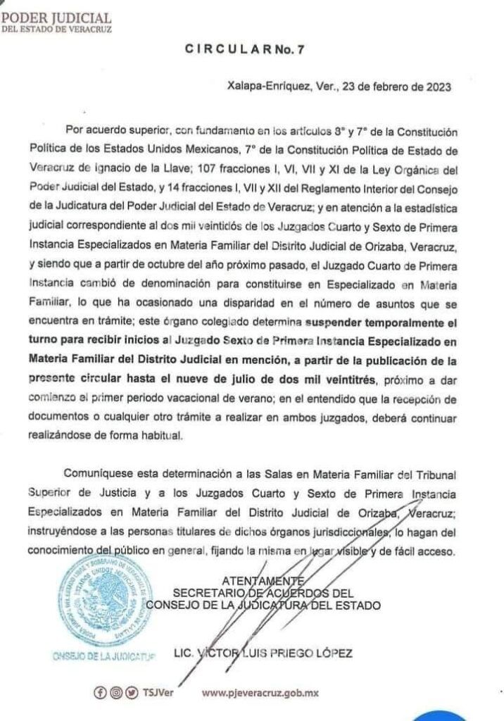 Cierran Juzgado Sexto de primera instancia  en Nogales