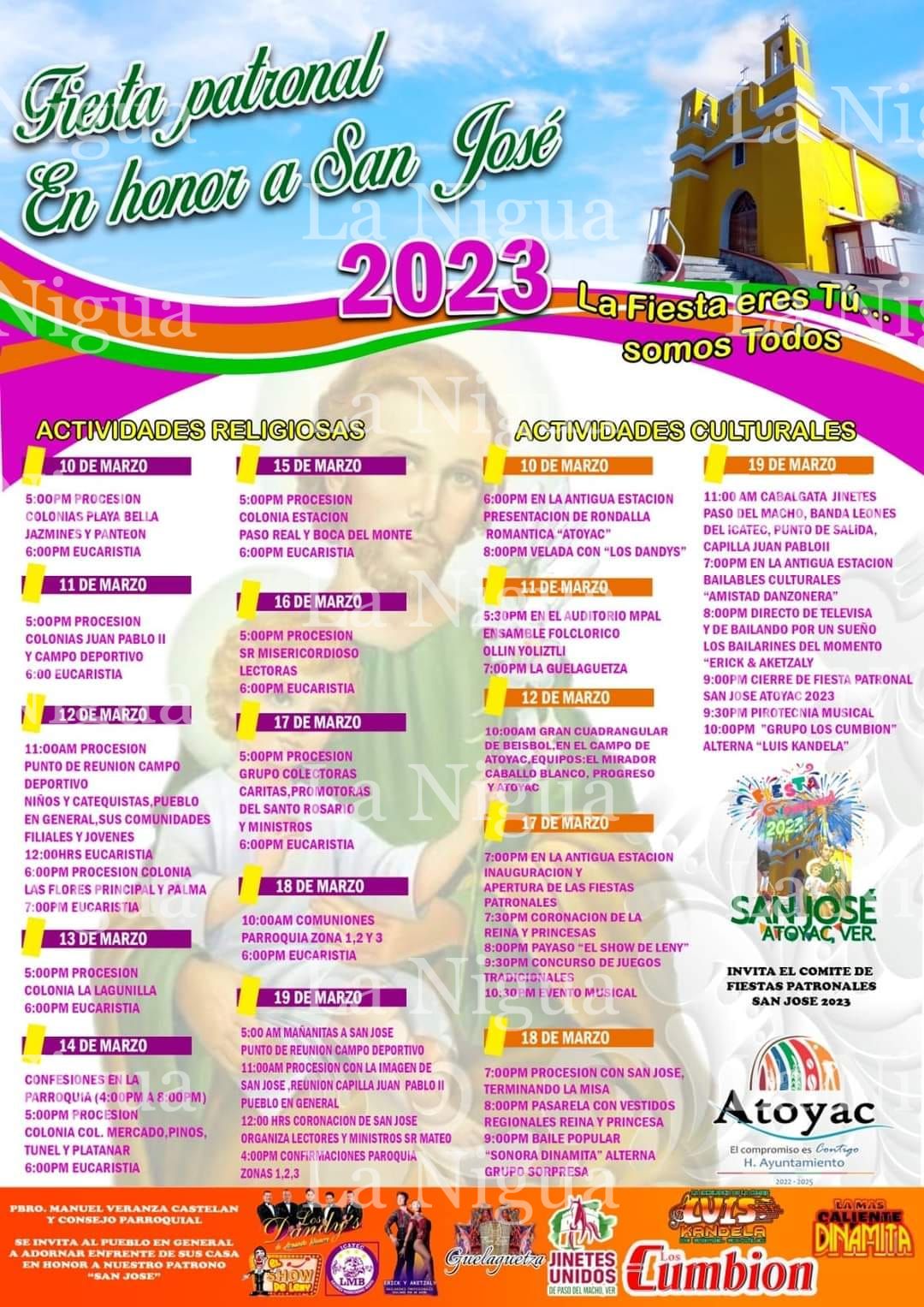 Invitan a fiestas patronales de San José en Atoyac