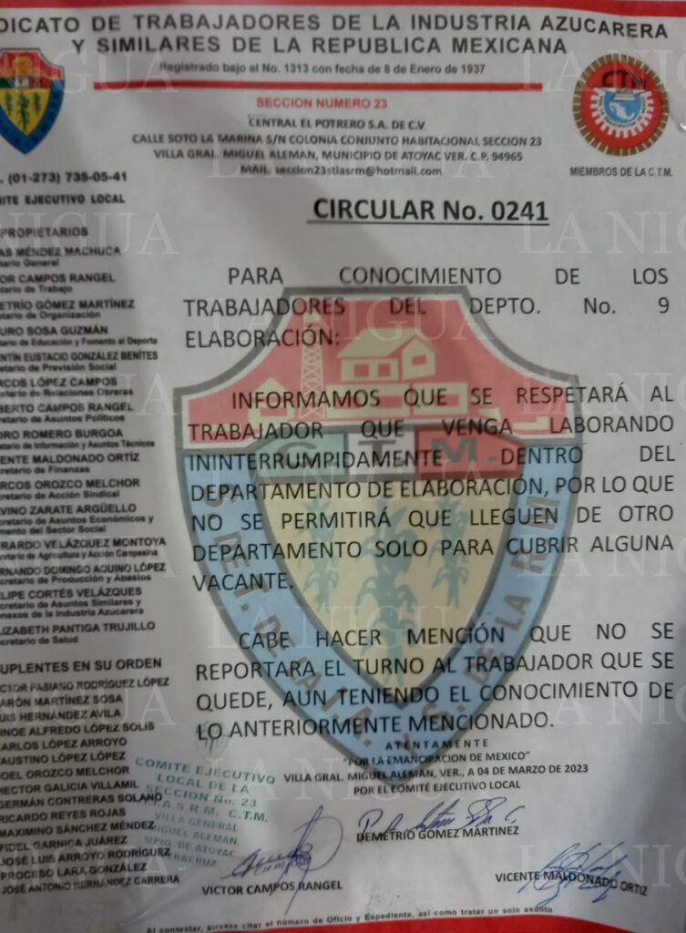 Vejan los derechos que marca el contrato colectivo y los estatutos  a obreros de la Sección 23