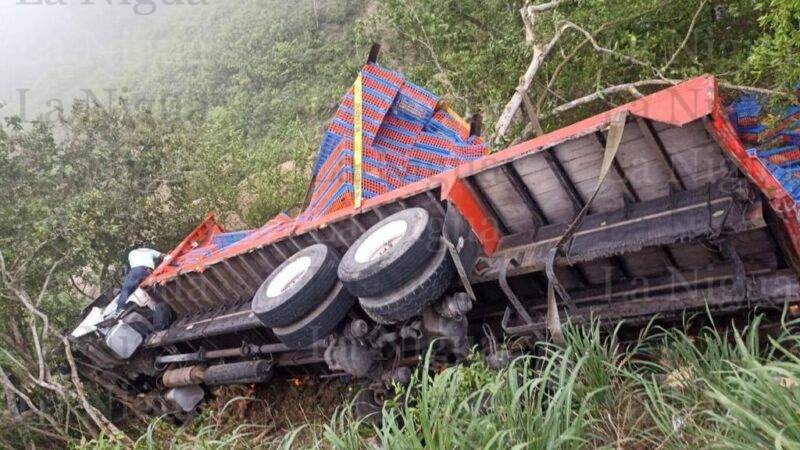 Vuelca camión cargado de pollos en Ixcatepec