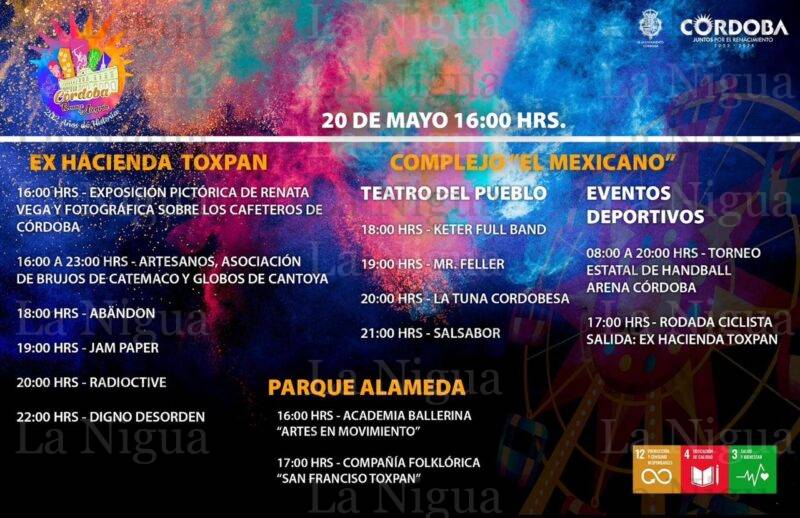 Cartelera de este sábado 20 de mayo de la Feria Renace la Alegría 2023