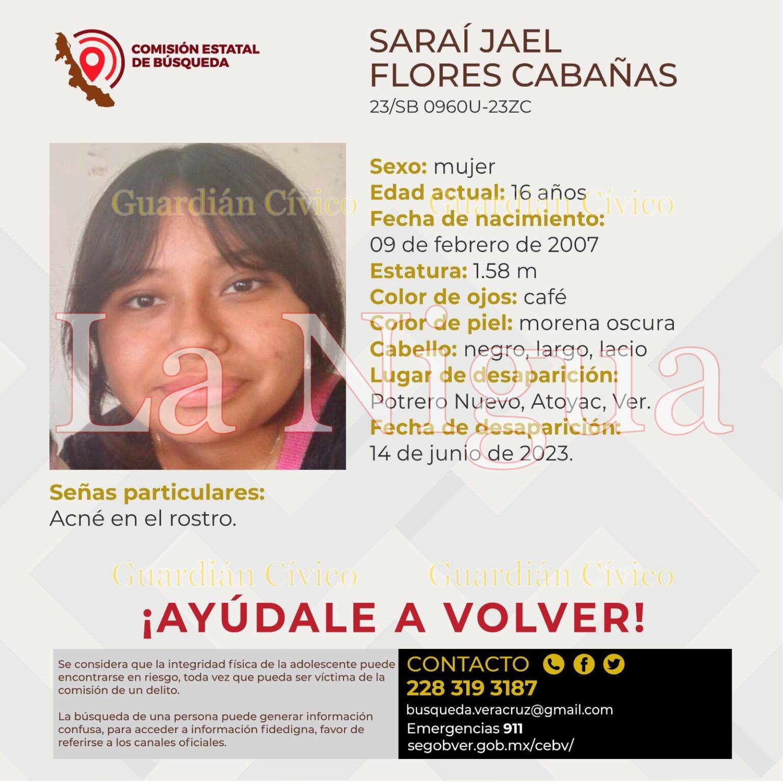 Joven desaparece en Potrero Nuevo