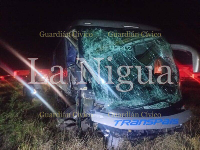 Bus iba para la frontera y chocó en carretera